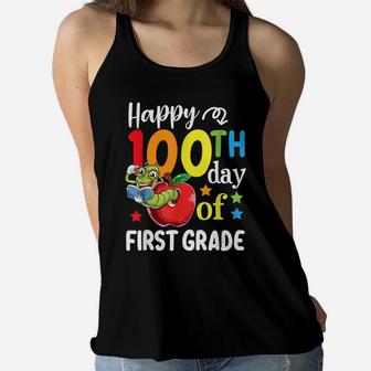 Happy 100Th Day Of First Grade Shirt For Girl Boy & Teacher Women Flowy Tank | Crazezy