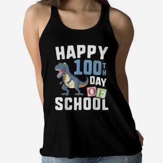 Happy 100Th Day Of School Boys T Rex Dinosaur Party Women Flowy Tank | Crazezy AU