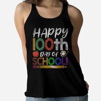Happy 100Th Day Of School Kids Boys Girls 100 Days Of School Women Flowy Tank | Crazezy AU