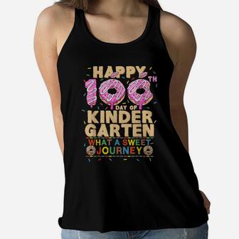 Happy 100Th Day Of School Kindergarten Donut Lovers Boy Girl Women Flowy Tank | Crazezy