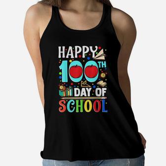Happy 100Th Day Of School Shirt Teacher Student Boys Girls Women Flowy Tank | Crazezy
