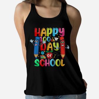Happy 100Th Day Of School Student Teacher Gift Women Kids Women Flowy Tank | Crazezy AU