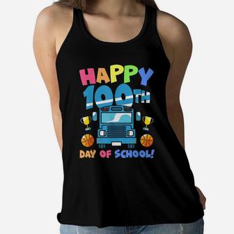 Happy 100Th Day Of School Truck Boys Kids 100 Days Of School Women Flowy Tank | Crazezy