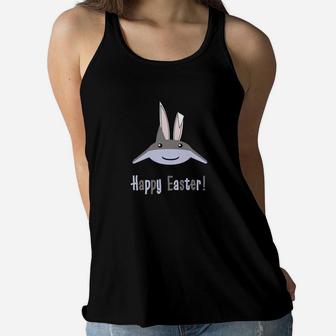 Happy Easter Shark Bunny Ears Tee For Kids Women Flowy Tank - Thegiftio UK