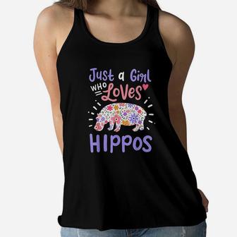 Hippo Hippopotamus Just A Girl Who Loves Hippos Gift Women Flowy Tank | Crazezy DE