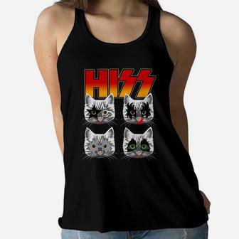 Hiss Funny Cats Kittens Rock Rockin For Kid Adults Women Flowy Tank - Thegiftio UK
