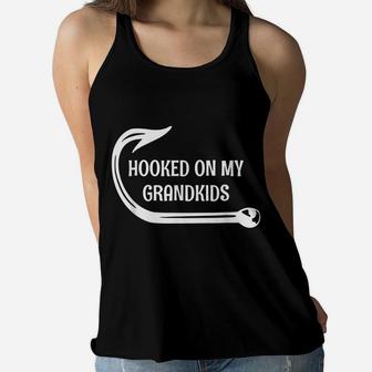 Hooked On My Grandkids, Fishing For Grand Parents Women Flowy Tank | Crazezy UK