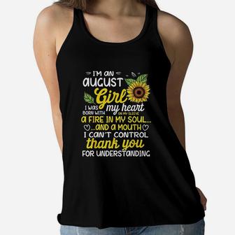 I Am An August Sunflower Girl Queen Born In August Women Flowy Tank | Crazezy AU