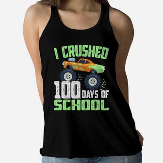 I Crushed 100 Days Of School Monster Truck Gifts Boys Kids Women Flowy Tank | Crazezy DE