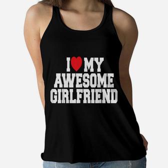 I Love My Awesome Girlfriend Couples Valentines Day Men Gift Women Flowy Tank | Crazezy AU