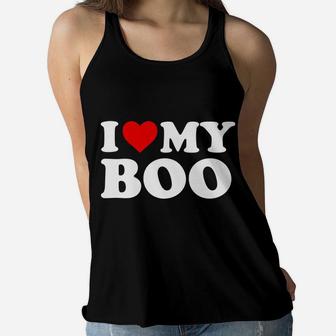 I Love My Boo Boyfriend Bf - Red Heart Women Flowy Tank | Crazezy CA