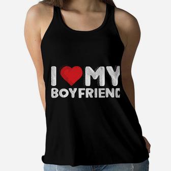 I Love My Boyfriend Cute I Heart My Boy Friend Bf Funny Women Flowy Tank | Crazezy