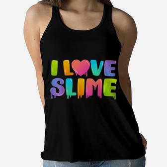 I Love Slime Diy Slime Lovers Kids Girls Boys Heart Rainbow Women Flowy Tank | Crazezy CA