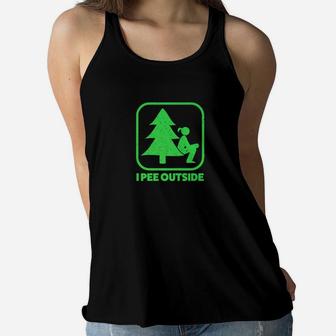 I Pee Outside Girl Sign Funny Camping Hiking Outdoor Women Flowy Tank - Thegiftio UK