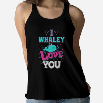 I Whaley Love You Valentines Day Gift Happy Valentines Day Women Flowy Tank - Seseable