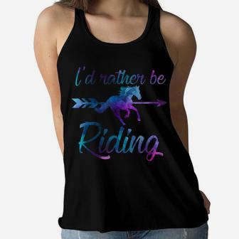I'd Rather Be Riding Horses Equestrian Teen Girl Women Retro Women Flowy Tank | Crazezy DE