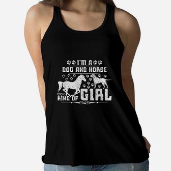 Im A Dog And Horse Kind Of Girl Paw Print Horseshoe Gift Women Flowy Tank | Crazezy