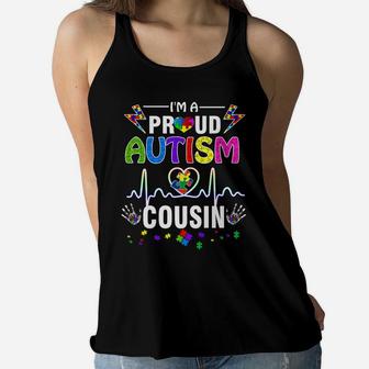 I'm A Proud Autism Cousin Shirt | Women Mens Girls Heart Women Flowy Tank | Crazezy UK