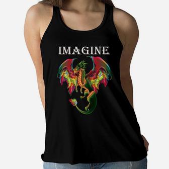 Imagine Being A Dragon Breathing Fire Magical Wings Boys Men Women Flowy Tank | Crazezy