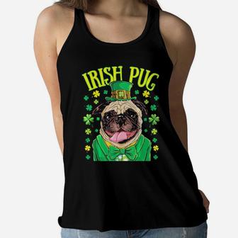 Irish Pug Leprechaun St Patricks Day Boys Dog Lover Women Flowy Tank - Monsterry AU