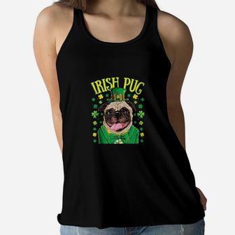 Irish Pug St Patricks Day Boys Leprechaun Dog Women Flowy Tank - Monsterry AU