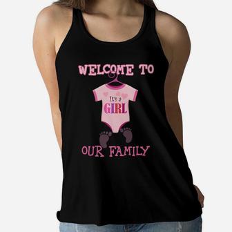 It's A Girl ,Welcome To Our Family ,Baby Shower,Party Tshirt Women Flowy Tank | Crazezy CA