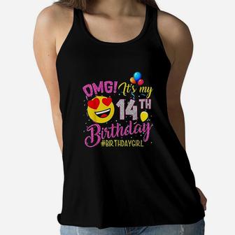 Its My 14Th Birthday Girl 14 Years Old Birthday Women Flowy Tank | Crazezy DE