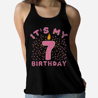 It's My 7Th Birthday Shirt Girls 7 Years Old Donut Lover Women Flowy Tank | Crazezy