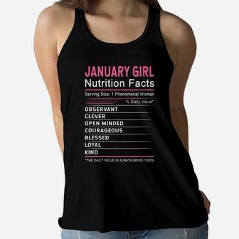 January Girl Nutrition Fact January Capricorn Birthday Gift Women Flowy Tank | Crazezy CA