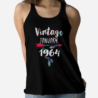 January Girls 1964 Birthday Gift 57 Years Vintage Since 1964 Women Flowy Tank | Crazezy