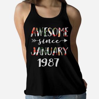 January Girls 1987 Birthday Gift 34 Years Awesome Since 1987 Women Flowy Tank | Crazezy