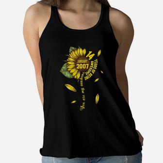 January Girls 2007 Sunflower Gift 14 Years Old Made In 2007 Women Flowy Tank | Crazezy