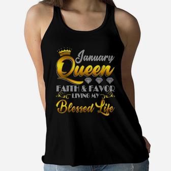 January Queen Birthday Gift Jesus Lover Girlfriend And Wife Women Flowy Tank | Crazezy AU