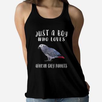 Just A Boy Who Loves African Grey Parrot Bird Lover Women Flowy Tank | Crazezy UK