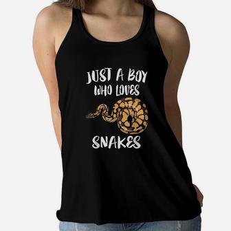 Just A Boy Who Loves Snakes Animal Gift Women Flowy Tank | Crazezy
