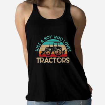 Just A Boy Who Loves Tractors Farmer Women Flowy Tank | Crazezy AU