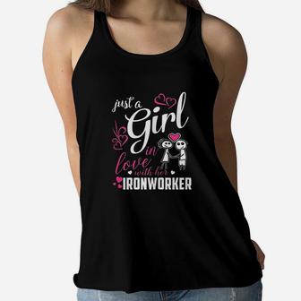 Just A Girl In Love With Her Ironworker Women Flowy Tank | Crazezy UK