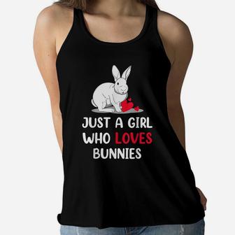 Just A Girl Who Love Bunnies Cute Easter Day Girls Women Flowy Tank | Crazezy UK