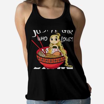 Just A Girl Who Loves Anime And Ramen Bowl Japanese Noodles Women Flowy Tank | Crazezy AU