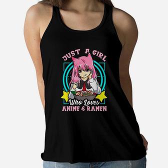 Just A Girl Who Loves Anime And Ramen Bowl Women Flowy Tank - Thegiftio