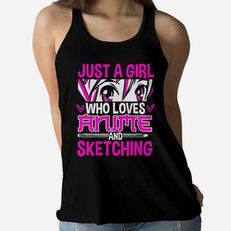 Just A Girl Who Loves Anime And Sketching Women Flowy Tank | Crazezy CA