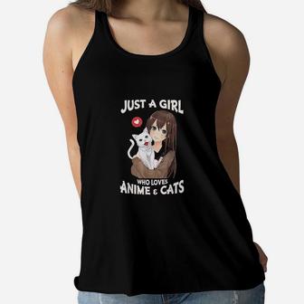Just A Girl Who Loves Cats Cute Gifts For Teen Girls Women Flowy Tank | Crazezy DE