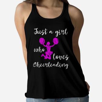 Just A Girl Who Loves Cheerleading Team Cheer Cheering Women Flowy Tank | Crazezy DE