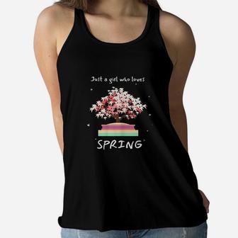 Just A Girl Who Loves Cherry Blossom Japanese Women Flowy Tank | Crazezy