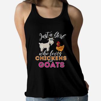Just A Girl Who Loves Chickens And Goats Women Flowy Tank | Crazezy