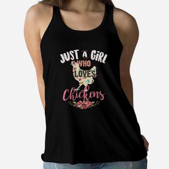 Just A Girl Who Loves Chickens Poultry Lover Cute Gift Women Flowy Tank | Crazezy DE