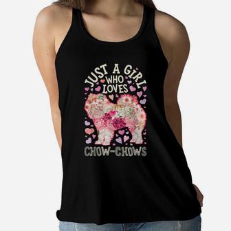 Just A Girl Who Loves Chow Chows Bloodhound Dog Lover Flower Women Flowy Tank | Crazezy UK