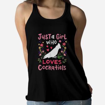 Just A Girl Who Loves Cockatiels Women Flowy Tank | Crazezy