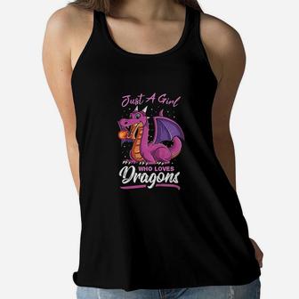 Just A Girl Who Loves Dragons Funny Dragon Gift For Girls Women Flowy Tank | Crazezy AU