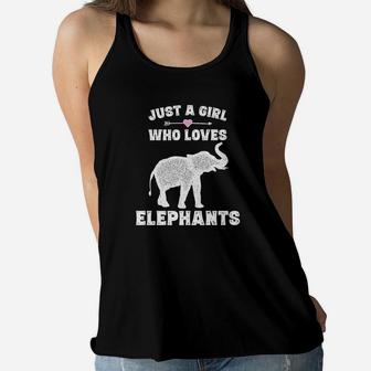 Just A Girl Who Loves Elephants Elephant Gift Girls 2 Women Flowy Tank - Thegiftio UK